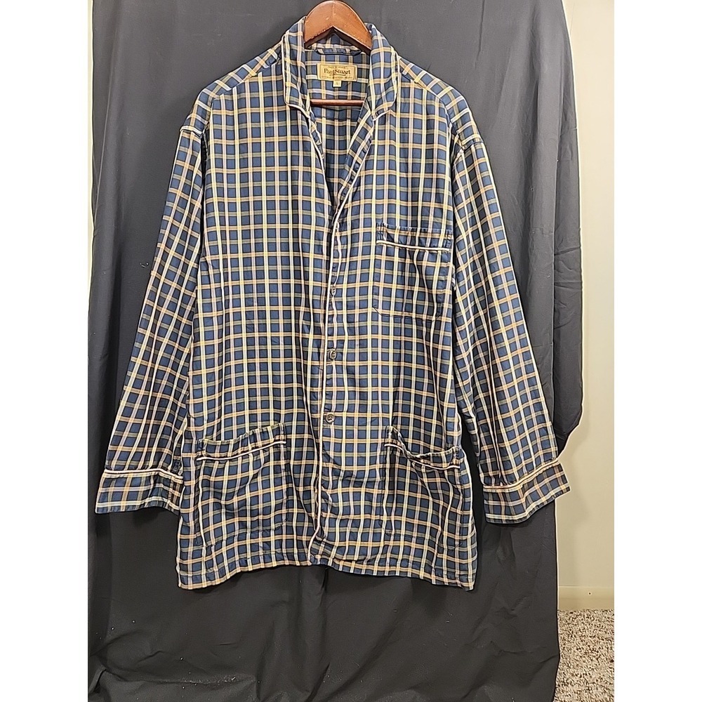 Paul Stuart Pajama Shirt. Aid Navy Striped Size Large Mens